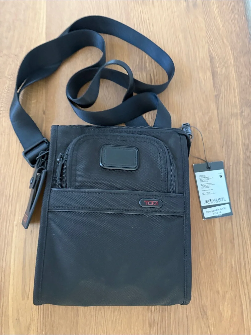 Tumi Black Nylon Compact Messenger Crossbody Bag